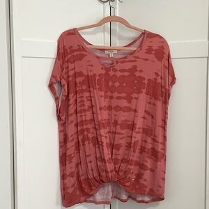 Women's Red Tie-Dye Short Sleeve Top